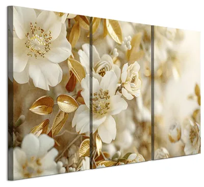 Produktbild von LUMASOUL Wandbilder 3er Set für Wohnzimmer Blumen 90x60 cm3-teiliges Leinwandbild für Schlafzimmer Flur Büro und Küche