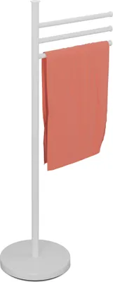 Produktbild von Relaxdays Handtuchhalter, 3 bewegliche Stangen, HBT: 85,5 x 42 x 22 cm, Edelstahl, Badezimmer, Handtuchständer, weiß