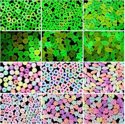 Productafbeelding van Famanu Acrylparels, lichtgevend, 600 stuks – Lichtgevende parels in 6 verschillende vormen