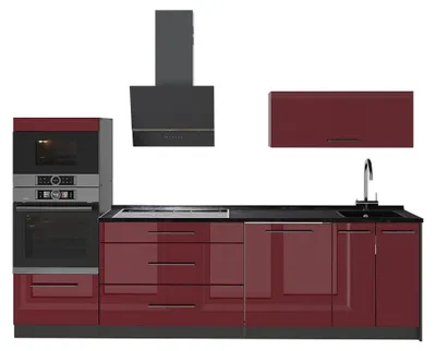 Obrázek produktu pro Kuchyňský kout Vicco Fame-Line Bordó červená vysoký lesk/Antracit 280 cm bez pracovní desky, Model 64670