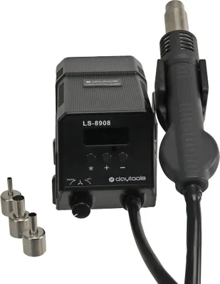 Produktbild von DAYTOOLS Heißluft-Lötstation LS-8908 mit LED-Display - Elektronisch geregelte 500°C Lötstation - Stufenlose Temperaturregelung, regelbare Luftmenge - Energiesparender Sleep-Modus - Gut ablesbares LED-Segment-Display - Brushless Motor - Ideal für SMD-Bauteile - 3 Wechseldüsen