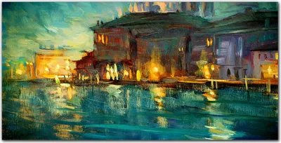 Produktbild von Coloray - Bild aus Glas - Glasbilder - 100 x 50 cm - Wanddekoration Küche Glasblock mit Bild Dekoration Wohnzimmer Gehärtetes Glas - Der Fluss Gebäude