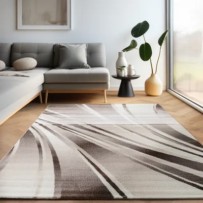 Obrázek produktu pro Moderní designový koberec s dynamickým vzorem – stylový a výrazný, velikost: 200 x 290 cm, Barva: Hnědá-1