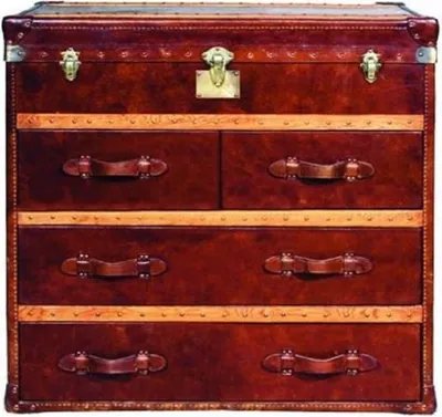 casa padrino luxus art deco leder echtleder rindsleder truhe kommode mit 4 schubladen und deckel wohnzimmer hotel restaurant club bar büro deko accessoires möbel
