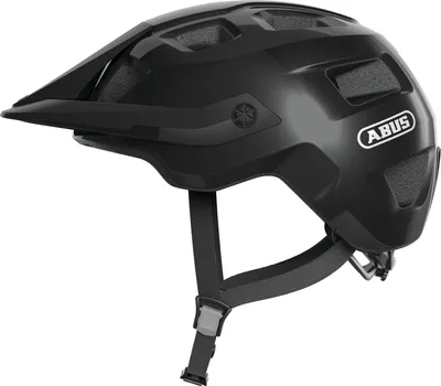 Produktbild von ABUS MTB-Helm MoTrip - robuster Fahrradhelm mit höhenverstellbarem Schirm für Mountainbiker - individuelle Passform - Unisex - Schwarz Glänzend, Größe M (54-58 cm)