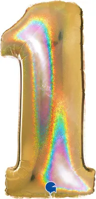 Produktbild von Riesenzahl Folienballon 40"/102cm | Holo Gold Zahl: 1