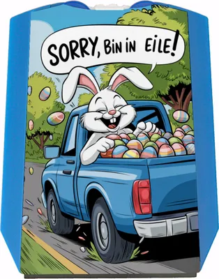 Produktbild von Osterhase im Pickup Parkscheibe Sorry, bin in Eile!