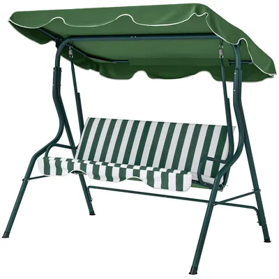 Produktbild von Gartenschaukelstuhl mit verstellbarem Sonnendach, wasserdichtem Stahlrahmen fš¹r Terrasse und Balkon, 170 x 110 x 153 cm, Grš¹n
