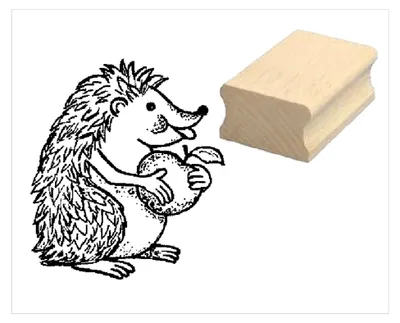 Produktbild von Motivstempel IGEL mit APFEL aus Buchenholz