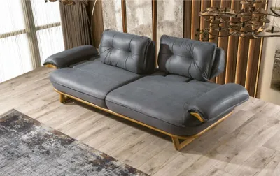 Produktbild von Exklusiver Grauer 3-Sitzer Designer Sofa Wohnzimmer Polstercouch Möbel