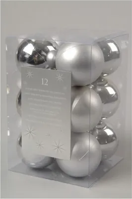 Produktbild von Decoris Weihnachtskugeln Kunststoff 6cm Weihnachten silber