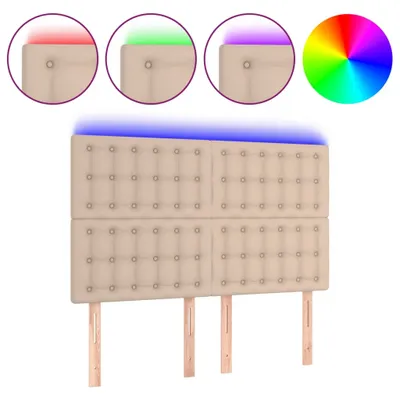 Produktbild von vidaXL LED Kopfteil Cappuccino-Braun 144x5x118/128cm Kunstleder