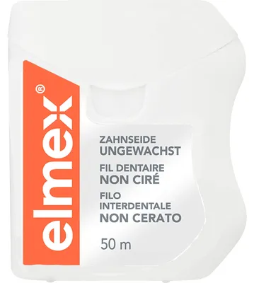 Obrázek produktu pro elmex zubní nit nevoskovaná s aminfluoridem, 1 ks. Zubní nit