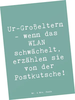 Produktbild von Mr. & Mrs. Panda Postkarte Spruch Ur-Großeltern Geschichten - Meeresbrise - Geschenk, Ahnen, einzelkarte, handgemacht, Nostalgie, Ansichtskarte, Anekdoten, Familie, Humor