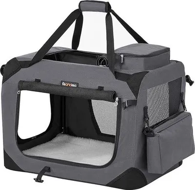 Produktbild von Famanu Transportbox für kleine Haustiere, Katzen, Hunde, Kaninchen - 60 x 42 x 42 cm