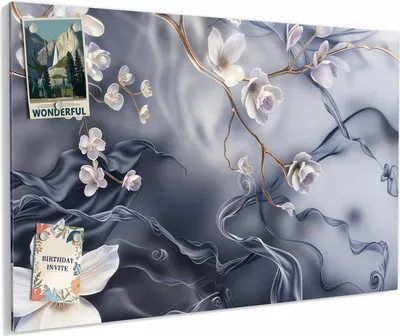 Produktbild von Magnettafel 90x60cm magnetisch & beschreibbar Metall-Board - Blumenwellen On Silk