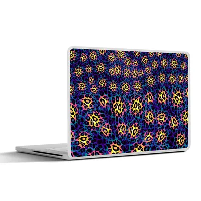 Produktbild von MuchoWow® Laptop Aufkleber Sticker Cover Design - Leopardenmuster - Gelb - Blau 40x30 cm - Laptop Dekoration - Selbstklebend