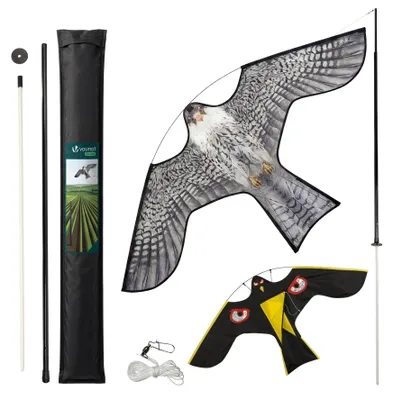 Produktbild von VOUNOT® 2er Set Vogelschreck Falke Drachen mit 4m Teleskopstange, Stil A&G