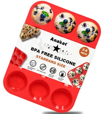 Productafbeelding van Siliconen muffinvorm - Antiaanbakbakplaat voor 12 muffins - Geschikt voor het bakken van muffins, cupcakes, brood en desserts