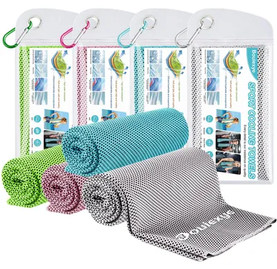 Imagen del producto de Toalla refrescante de microfibra, 100 x 30 cm, paquete de 4 unidades, ideal para deportes y yoga