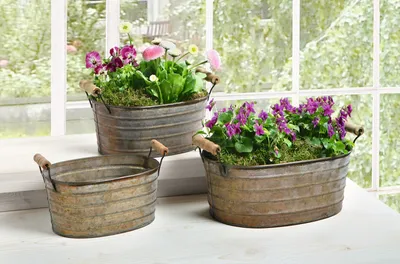 Obrázok produktu pre sada 3 kovových kvetináčov Plantážny box plantážnika dekorácie