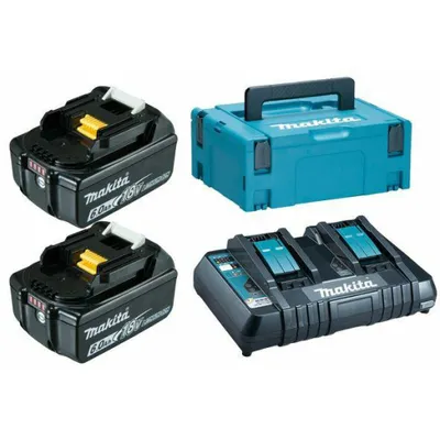 Produktbild von Makita 198077-8, Batterie- & Ladegerät-Set, Lithium-Ion (Li-Ion), 6 Ah, 18 V, Makita, Schwarz, Grün
