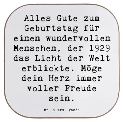 Produktbild von Mr. & Mrs. Panda Tischuntersetzer Spruch 1929 Geburtstag - Weiß - Geschenk, Untersetzer Glas, Erinnerungen, Glückwunsch, für Gläser, bieruntersetzer, gläseruntersetzer