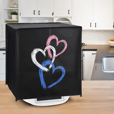 Produktbild von kwmobile Hülle kompatibel mit Thermomix TM5 / TM6 - Küchenmaschine Abdeckhaube - in Violett Weiß Schwarz Pinsel Herzen