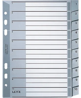 Produktbild von LEITZ Register Plastik A5 110 grau 1285 10tlg