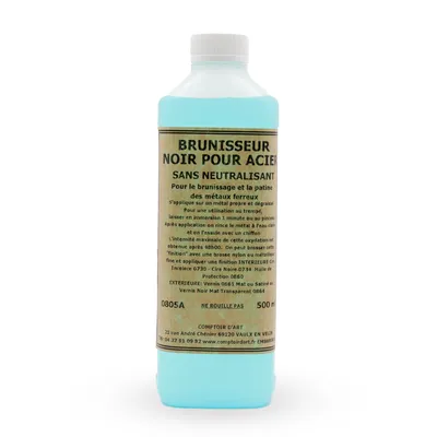 Image de Comptoir d'Art - Brunisseur Noir (0805A) Pour Acier Sans Neutralisant - Traitement de l'Acier - Produit De Finition Pour Acier (500mL)