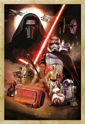Image de Star Wars - Poster - EP7 Montage + cadre interchangeable, Shinsuke® Maxi MDF hêtre, vitre acrylique