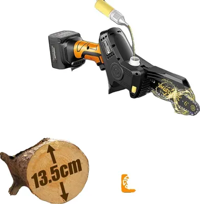 Produktbild von Elektrische Baumschneider, bürstenloser Motor, ergonomisches Design, Gelb, zwei Batterien
