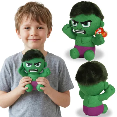 Produktbild von TY MARVEL Hulk Plüsch Maskottchen, BEANIE BABIES Kuscheltier, sensorisches Spielzeug 17 cm