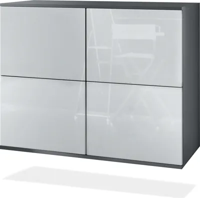 Produktbild von Vladon Kommode Rova V3, Moderner Küchenschrank mit 4 Push-to-Open Türen Anthrazit matt / Weiß Hochglanz (92,5 x 73.5 x 35)