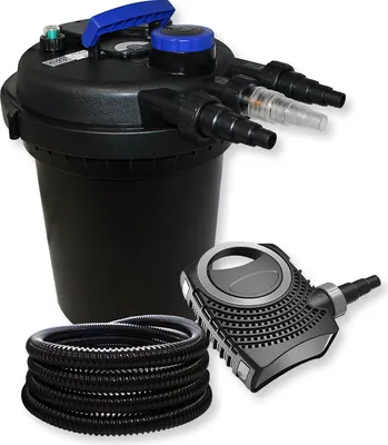 Produktbild von SunSun Komplettset: CPF-180 Teichdruckfilter bis 6000 L mit 11 Watt UV-C Teichklärer, CTF-8000 SuperECO Teichpumpe 8000l/h 70W, 25m Teichschlauch 25 mm (1")