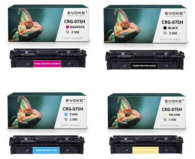 Obrázek produktu pro Kompatibilní toner Evoke pro Canon CRG-075H CRG075H 075H, 4 kusy (CMYK): černá, azurová, purpurová, žlutá, výtisk až 11 000 stran, kompatibilní s tiskárnami i-SENSYS LBP646Cdw, LBP647Cdw, MF662Cdw, MF664Cdw, MF667Cdw