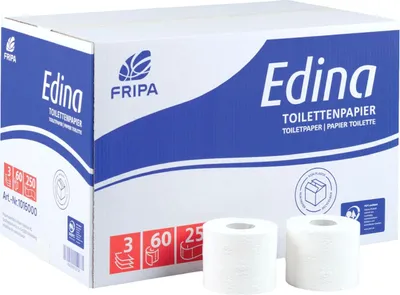 Produktbild von Fripa 60x Rollen WC Toilettenpapier Klopapier 3-lagig 250 Blatt Zellstoff Weiß