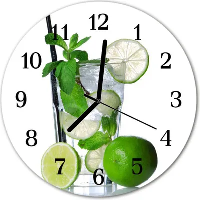 Produktbild von Glasuhr Wanduhr Küchenuhr Echt-Glas 30fi cm Limetten Minze grün