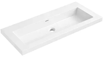 Obrázok produktu pre sklokeramikaO – Umyvadlo z liateho mramoru Ovo – s prepadom – biela lesklá – 80,5 x 46,5 cm