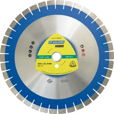 Produktbild von Klingspor DT 600KMS Diamanttrennscheiben, 500 x 3,6 x 60 mm 56 Segmente 24 x 3,6 x 15 mm, Kurzverzahnung Reduzierring 25,4