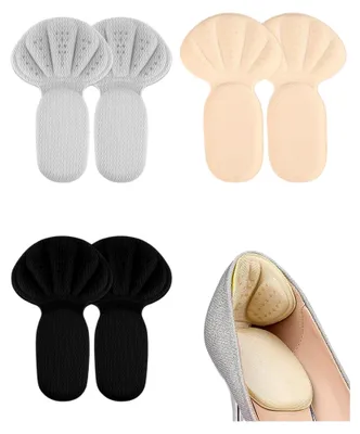 Produktbild von 3 Paar Fersenpolster für Schuhe, selbstklebende Fersenkissen, wiederverwendbare Fersenschutz Einlagen in Schwarz/Grau/Hautfarbe