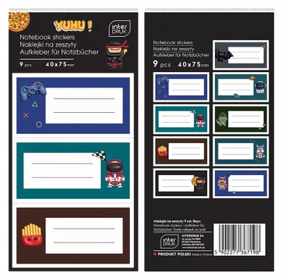 Imagen del producto de Calcomanías para cuaderno, Interdruk, paquete de 9 unidades.