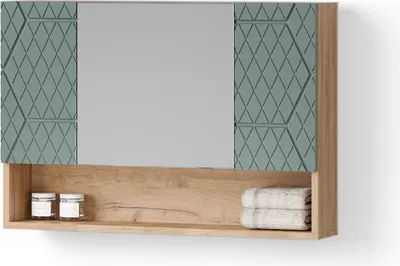 Immagine prodotto di Mobile da bagno con specchio Livinity Ronco Quercia verde/oro 80 x 55 cm, Model 52896