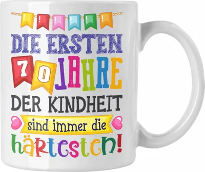 Produktbild von Trendation - 70. Geburtstag Tasse Geschenk Lustig Spruch Oma Opa Geschenkidee 70er (Weiß)