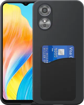 Productafbeelding van Geschikt voor Oppo A18 / A38Telefoonhoesje met siliconen en kaarthouder - Flexibele achterkantSiliconen TPU met siliconen kaarthouder - Zwart - Smartphonica