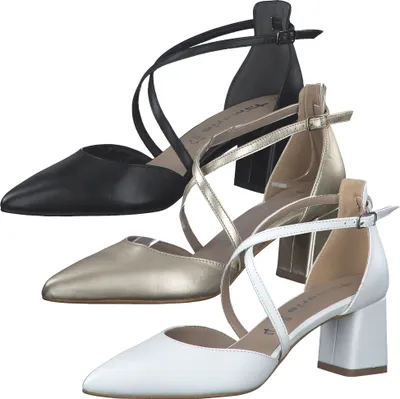 Produktbild von Tamaris Damen Pumps Kreuzriemen spitze Form Blockabsatz 1-24418-20, Größe:37 EU, Farbe:Schwarz
