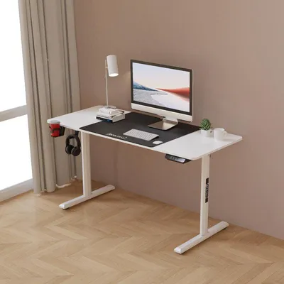 Image de Bureau réglable en hauteur – Bureau assis-debout électrique avec plateau de travail de 140x60 cm et moteur silencieux