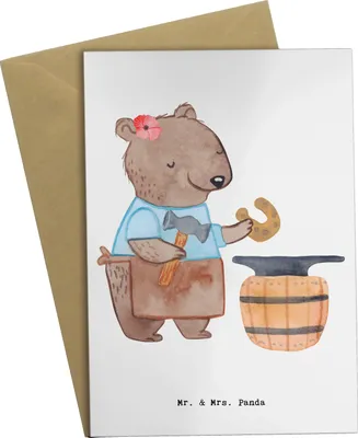 Produktbild von Mr. & Mrs. Panda babykarte Schmiedin Herz - Weiß - Geschenk, osterkarten, weihnachtskarten, einladungskarten, hochzeitskarten, Grußkarte