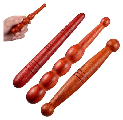 Image de Lot de 3 baguettes d'acupression en bois pour le massage des points sur les mains et les pieds, appareils de massage portables pour une utilisation à la maison et en déplacement