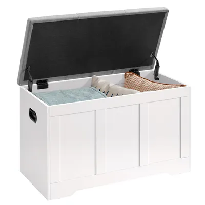 Obrázek produktu pro VASAGLE Truhla s úložným prostorem, lavice s víkem, do ložnice, předsíně, obývacího pokoje, 41 x 81 x 49 cm, bílo-šedá